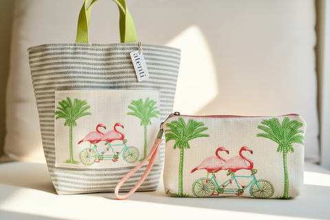 Flamingo Tall Tool Zipper Pouch