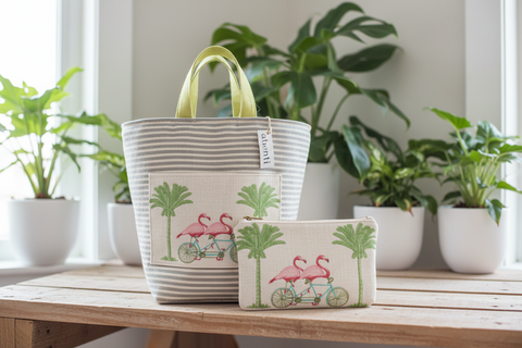 Flamingo Tall Tool Zipper Pouch