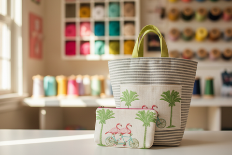 Flamingo Tall Tool Zipper Pouch