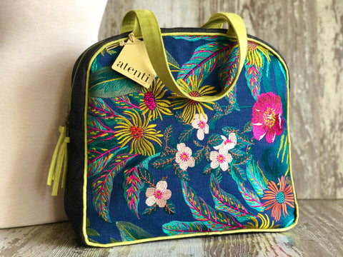 Flora Bonnie, Atenti Embroidered USA Handmade Weekender Travel Bag