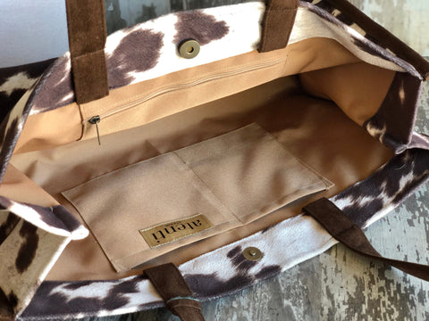 Oakley Maxi Tote, Faux Cowhide| Atenti USA Handmade Project Bag