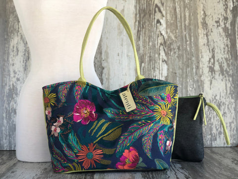 Flora Lolita, Atenti USA Handmade, Embroidered Floral Shoulder Bag and Pouch Set