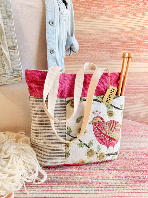 The Perched Project Tote, Needle Arts/Craft Carryall, USA Handmade (Copy)