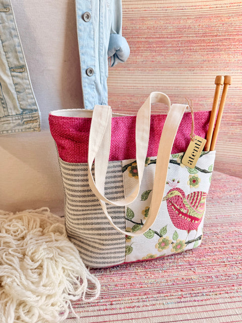 The Perched Project Tote, Needle Arts/Craft Carryall, USA Handmade (Copy)