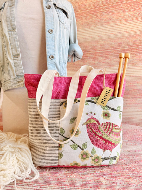 The Perched Project Tote, Needle Arts/Craft Carryall, USA Handmade (Copy)