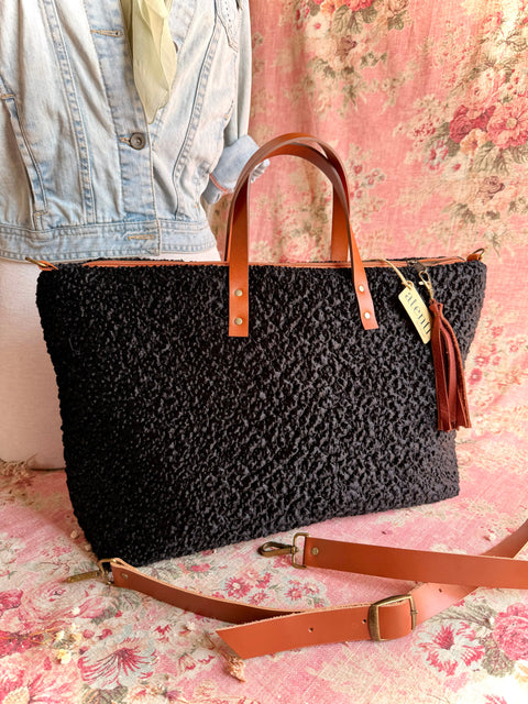 Persian Lamb Buddy Bag– Atenti USA Handmade, Luxurious Carryall Leather Handle & Crossbody Strap Bag