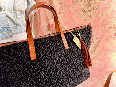 Persian Lamb Buddy Bag– Atenti USA Handmade, Luxurious Carryall Leather Handle & Crossbody Strap Bag