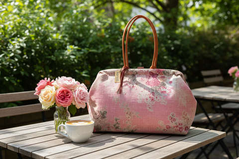 Rosewood Pioneer, Atenti USA Handmade, Floral Mary Poppins Snap Frame Bag