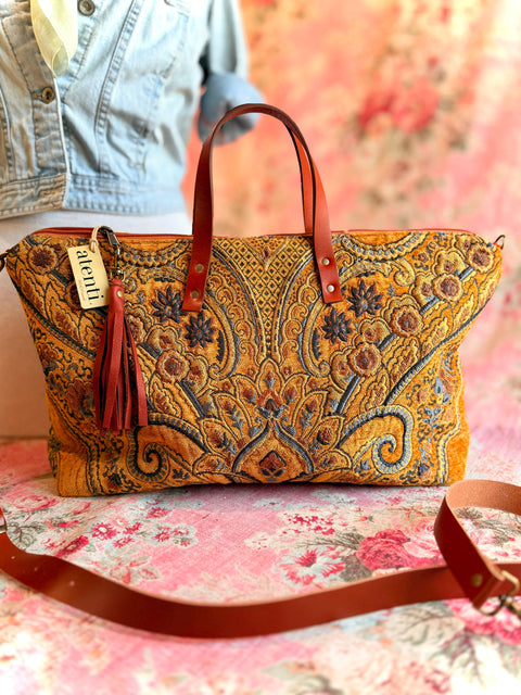 Royal Buddy Bag, One Of A Kind - Royal Baroque Carpet Bag – USA-Made Vintage Floral Travel Tote Royal