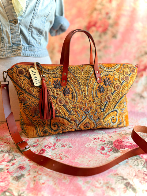 Royal Buddy Bag, One Of A Kind - Royal Baroque Carpet Bag – USA-Made Vintage Floral Travel Tote Royal
