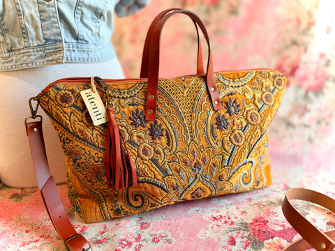 Royal Buddy Bag, One Of A Kind - Royal Baroque Carpet Bag – USA-Made Vintage Floral Travel Tote Royal