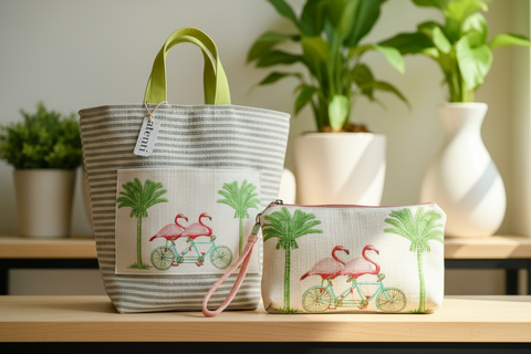 Flamingo Tall Tool Zipper Pouch