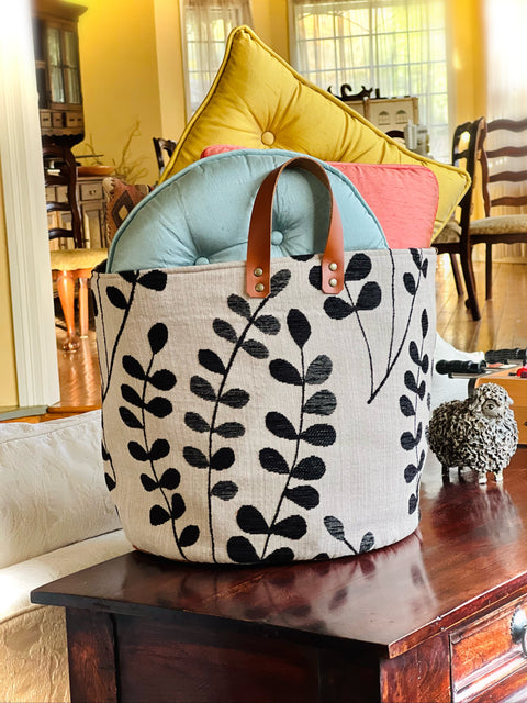 Monochrome Meadow Tall Tucker, Storage Basket