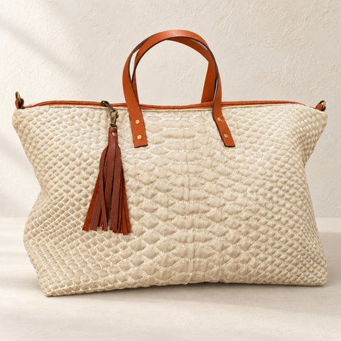 Silver Snake Buddy Bag handmade carryall, front view