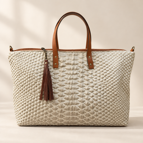 Silver Snake Buddy Bag Atenti USA Handmade Lux Carryall Statement Accessory Leather Handle + Crossbody Strap — product image 6
