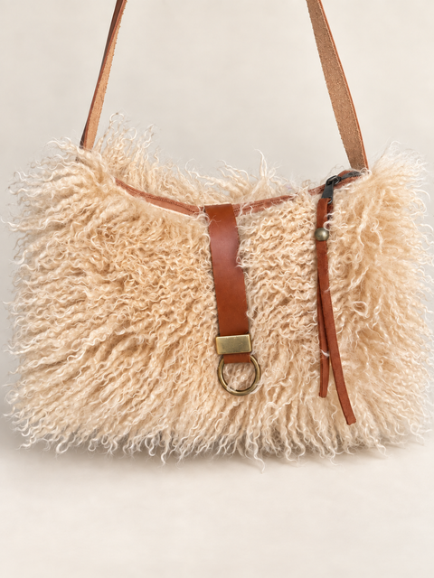 Butterscotch Tall Lulu, Atenti USA Handmade| Faux Fur Handbag with Leather Toggle — product image 1
