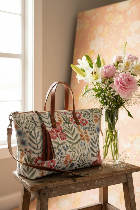 Wildflower Buddy Bag – Handmade Embroidered Floral Carryall | Atenti