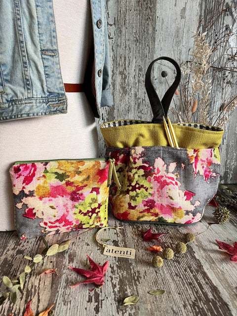 Blossoms Grey Tall Caddy Blossoms Grey